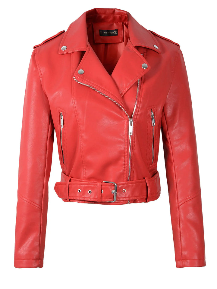 Bikerjacke mit Gürtel und Reißverschlüssen für Damen | Vielseitig