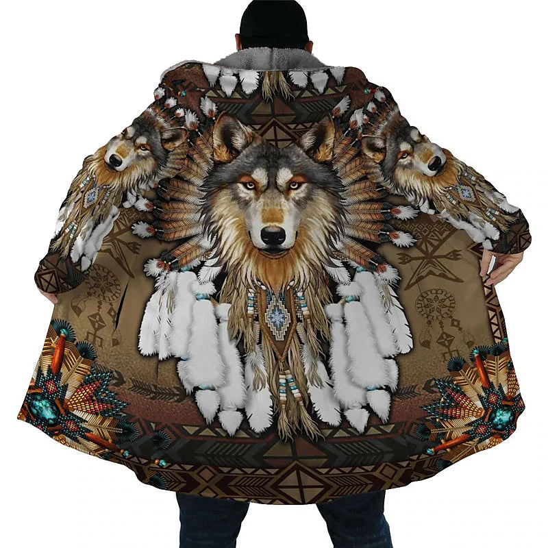Herren-Winterjacke mit Wolf-3D-Print | Dick