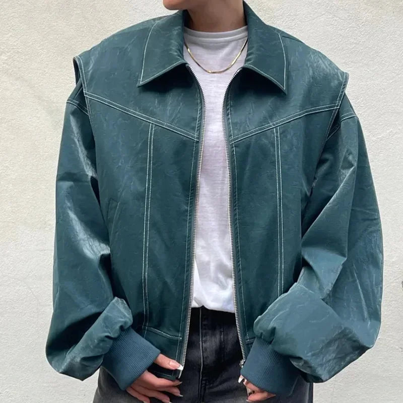 Damen Übergroß Bikerjacke | Lange Ärmel