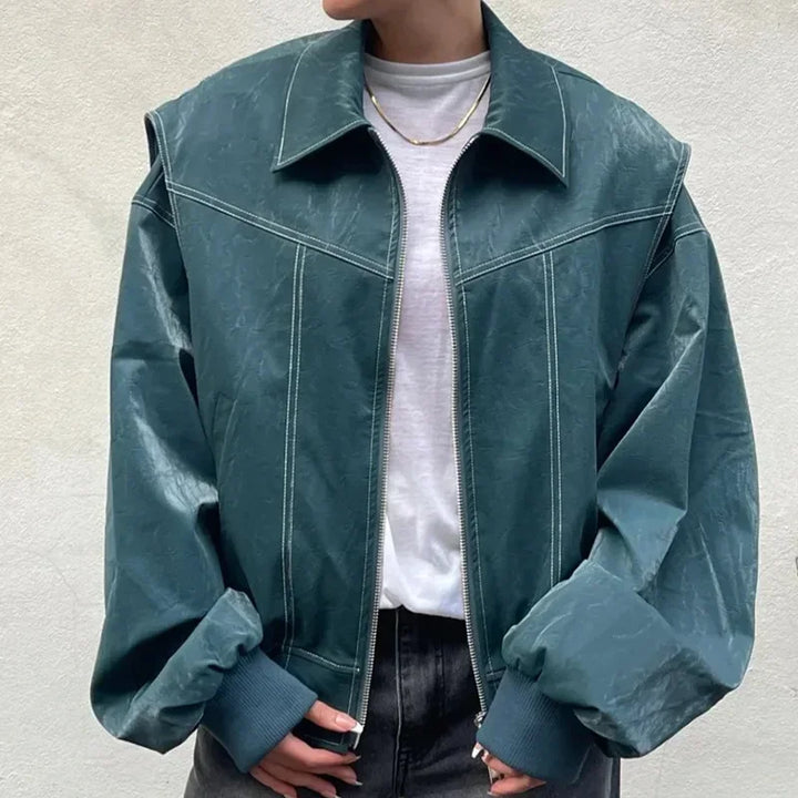 Damen Übergroß Bikerjacke | Lange Ärmel