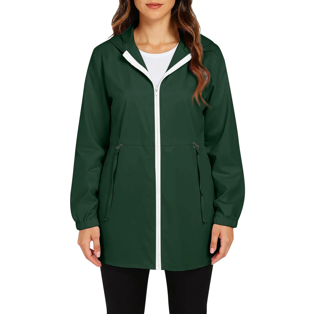 Damen-Windjacke mit langem Reißverschluss | Kapuze