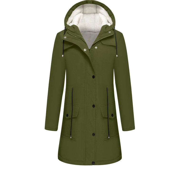 Damen Lange Winterjacke mit Kapuze | Warme