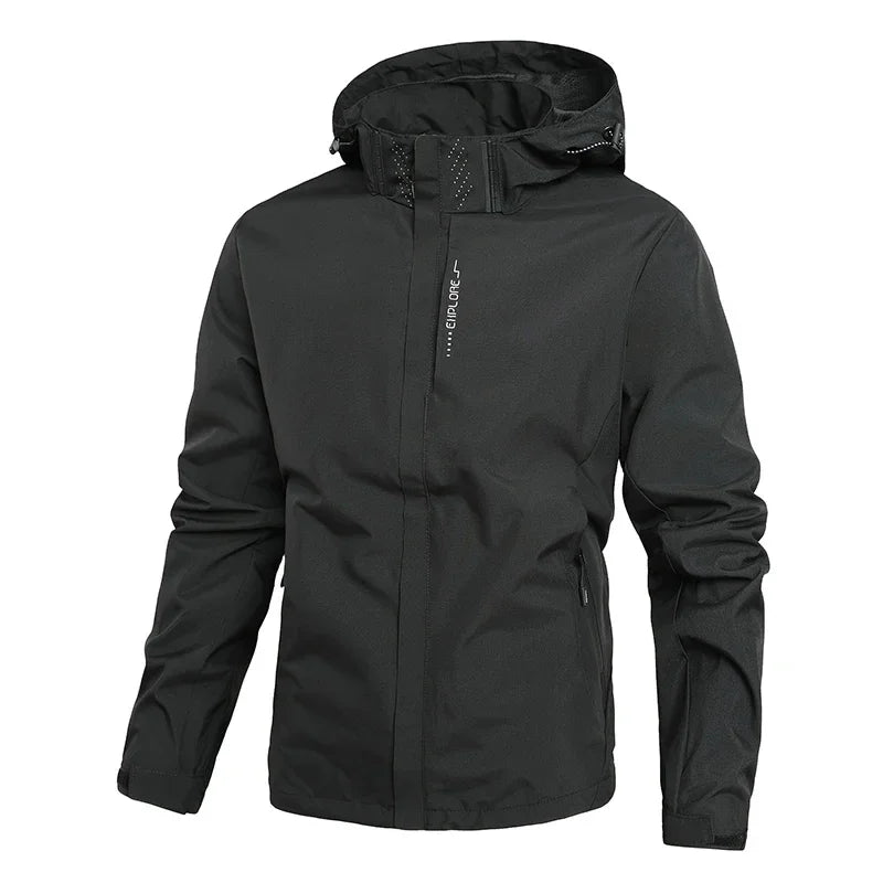 Regenjacke mit abnehmbarer Kapuze für Herren | Trendige