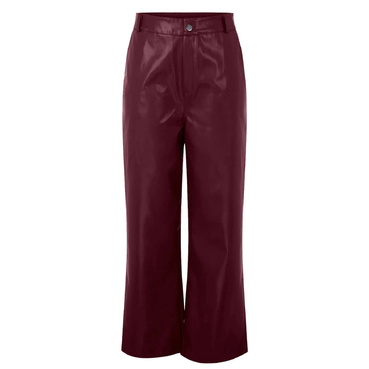 Elegante high-waist hose im lederlook mit geradem bein