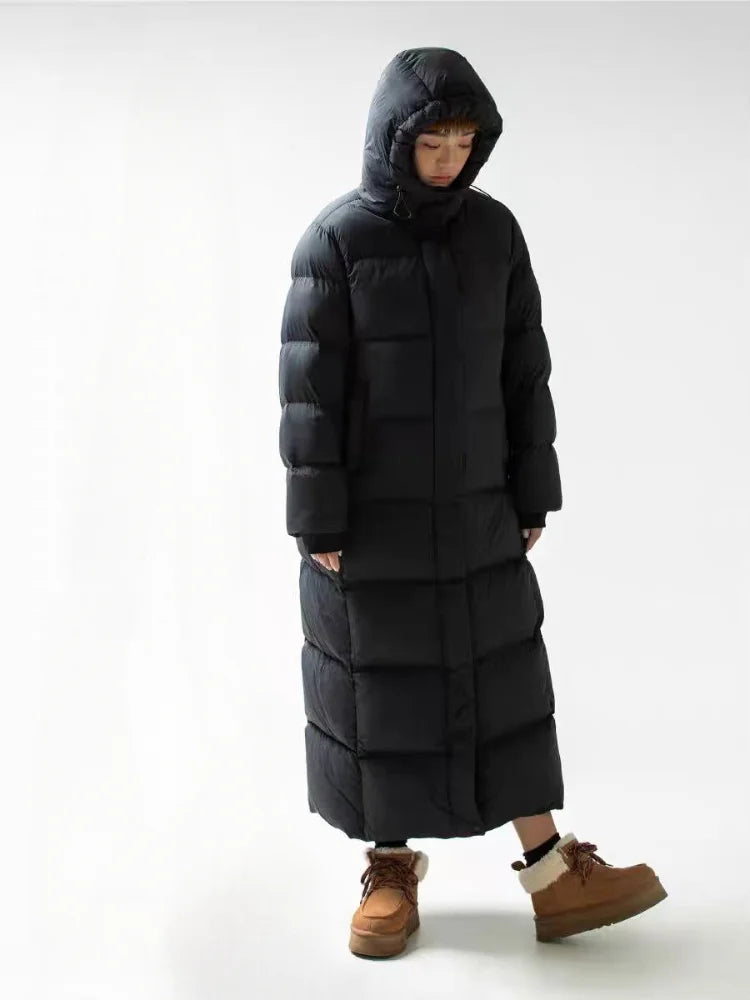 Lässige Winter jacke lang mit Kapuze für Damen | Zeitlos