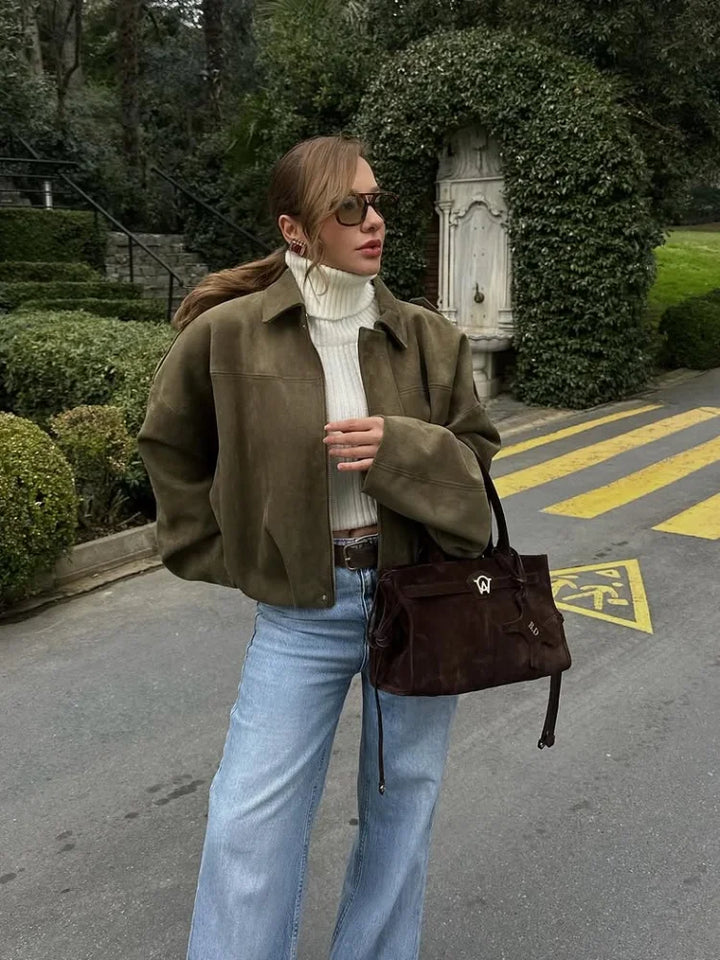 Damen Kurze Trendy Herbstjacke für Damen | Übergroß