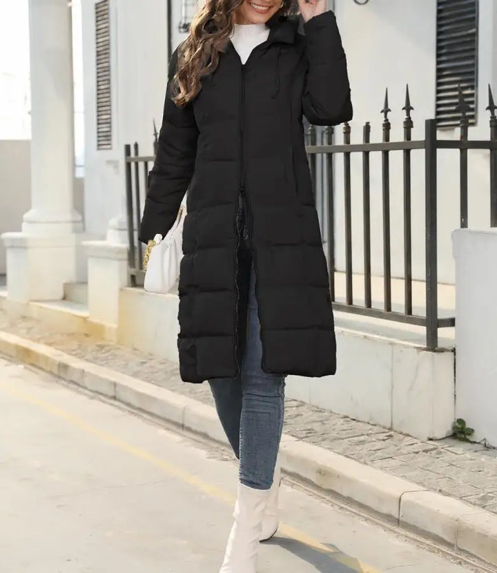 Damen Puffer Lange Mantel | Reißverschluss