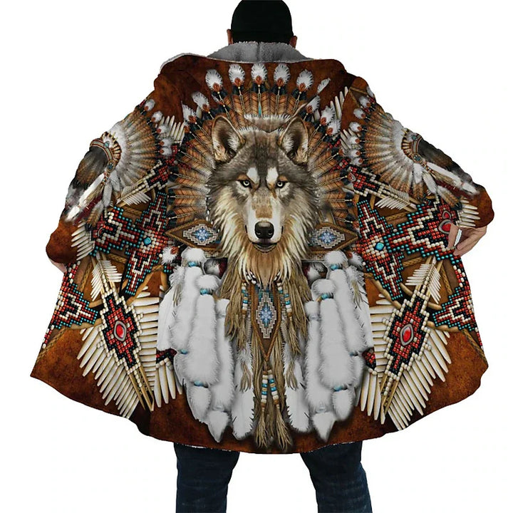 Herren-Winterjacke mit Wolf-3D-Print | Dick