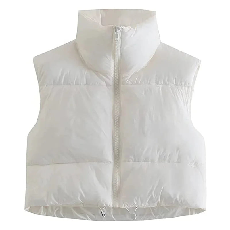 Damen Kurz Puffer Weste | Reißverschluss