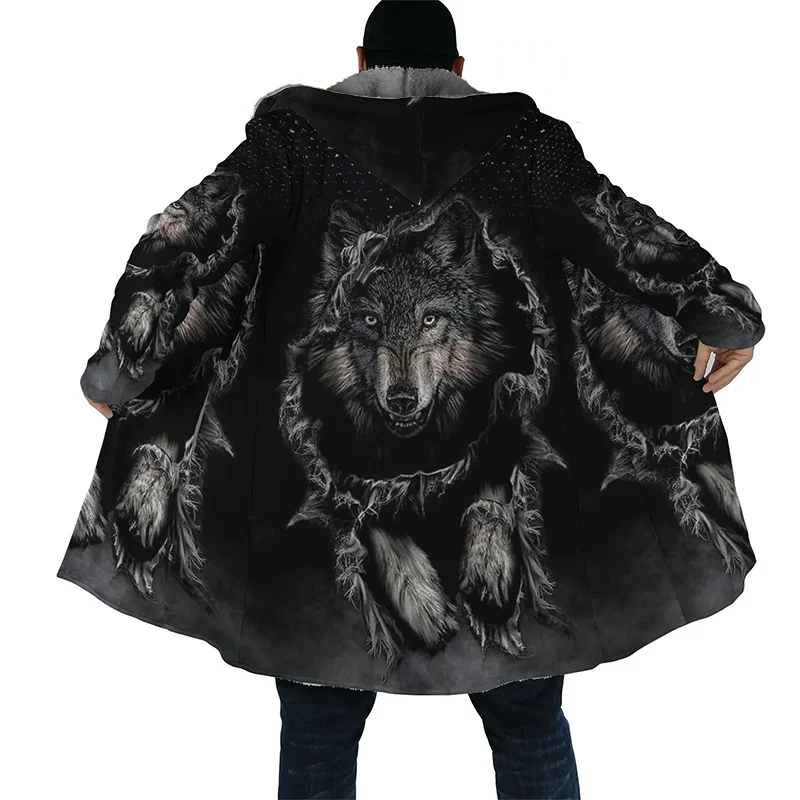 Herren-Winterjacke mit Wolf-3D-Print | Dick
