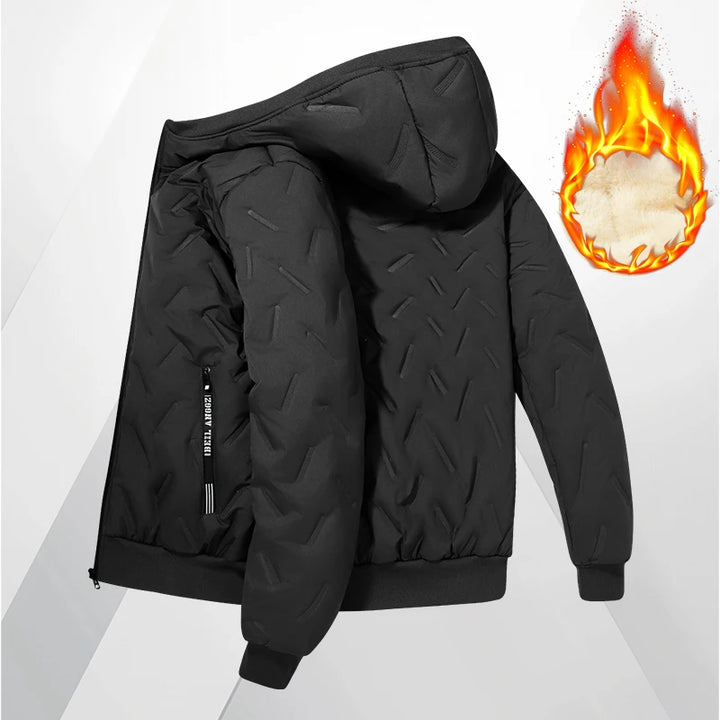 Winddichte Fleece Steppjacke mit Kapuze für Herren | Lässig