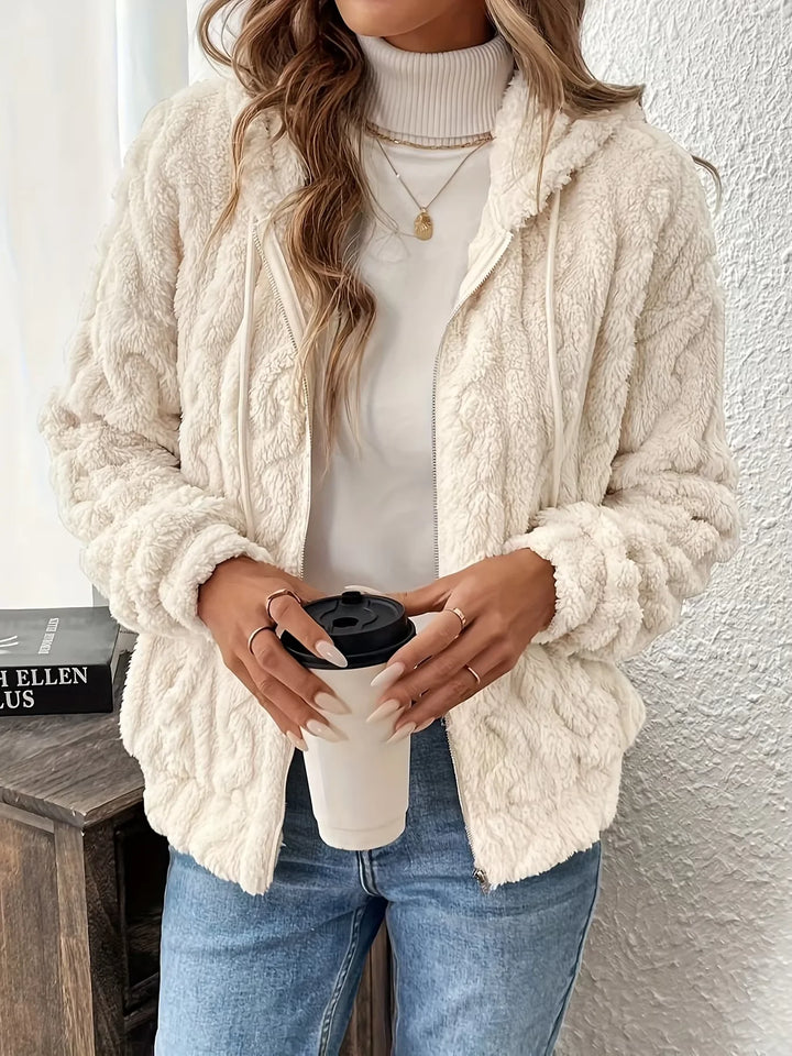Fleece Jacke mit Kapuze für Damen | Mit Reißverschluss