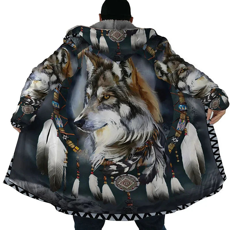 Herren-Winterjacke mit Wolf-3D-Print | Dick
