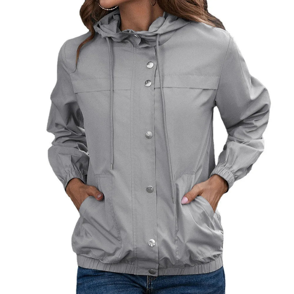 Wasserdichte und winddichte Regenjacke mit Kapuze  für Damen | Draußen