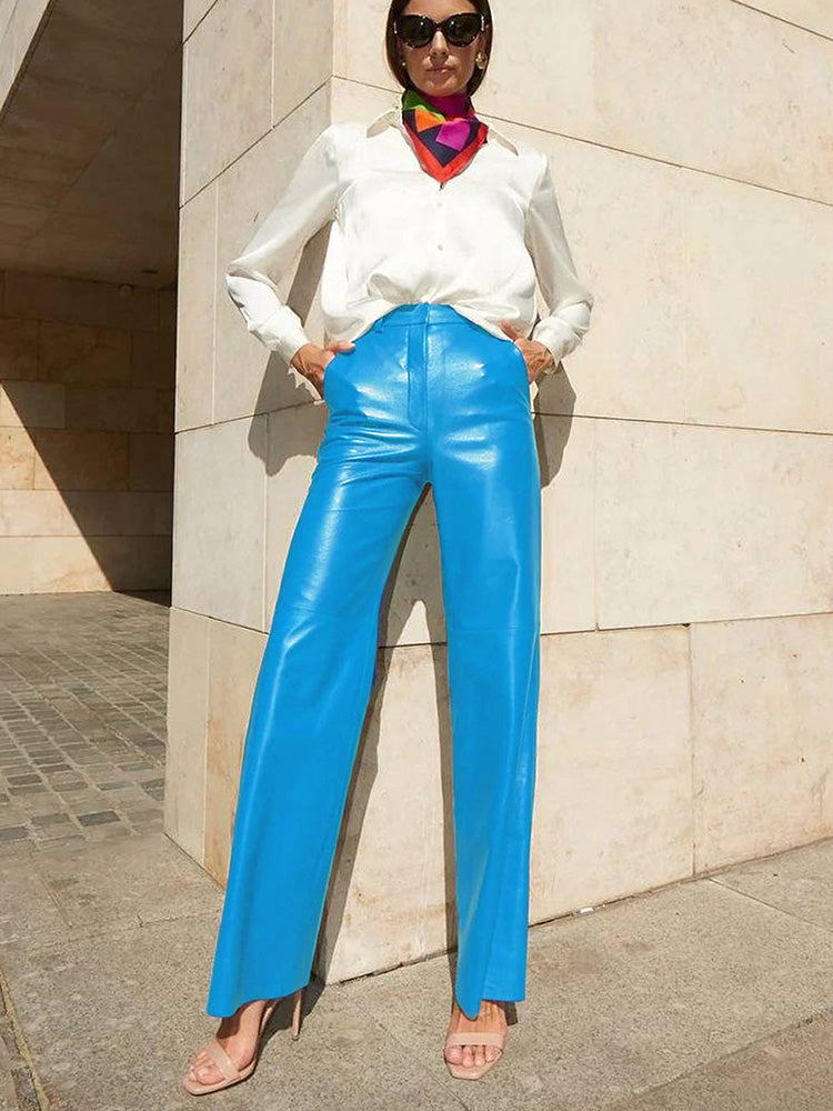 Elegante high-waist hose im lederlook