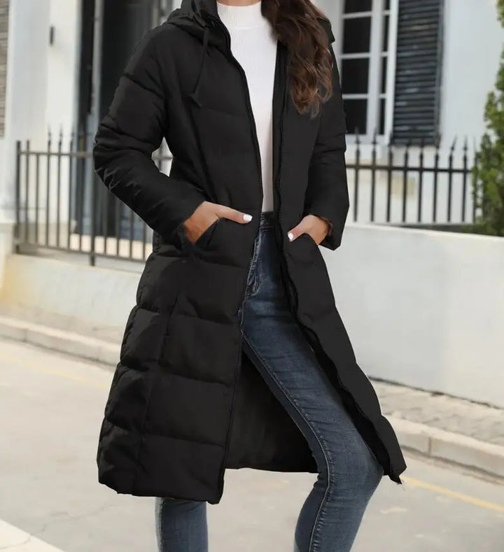 Damen Puffer Lange Mantel | Reißverschluss