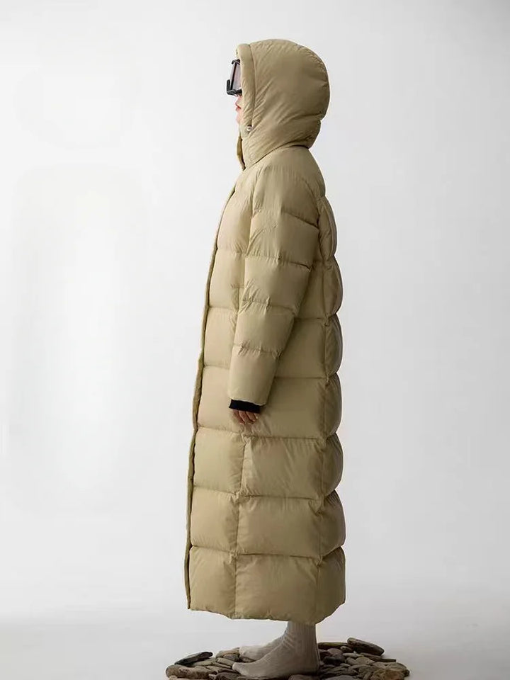 Lässige Winter jacke lang mit Kapuze für Damen | Zeitlos