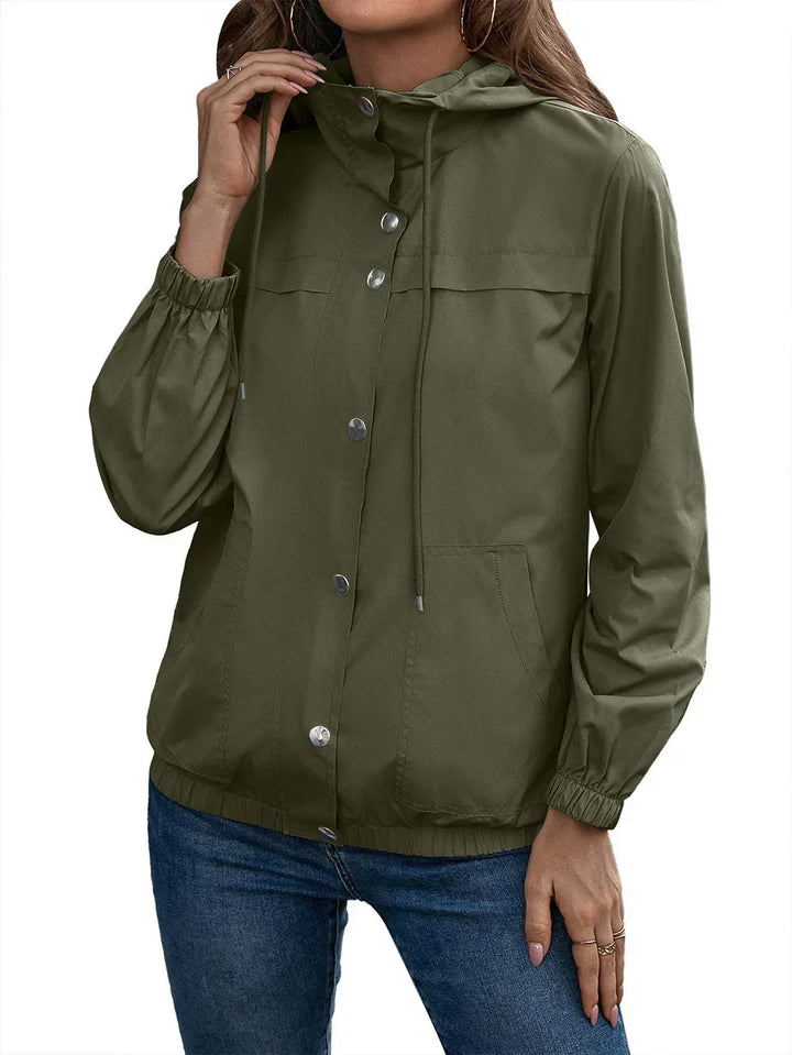 Wasserdichte und winddichte Regenjacke mit Kapuze  für Damen | Draußen
