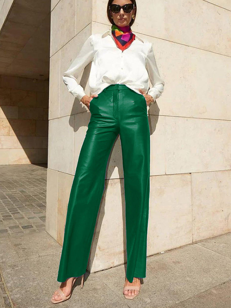 Elegante high-waist hose im lederlook