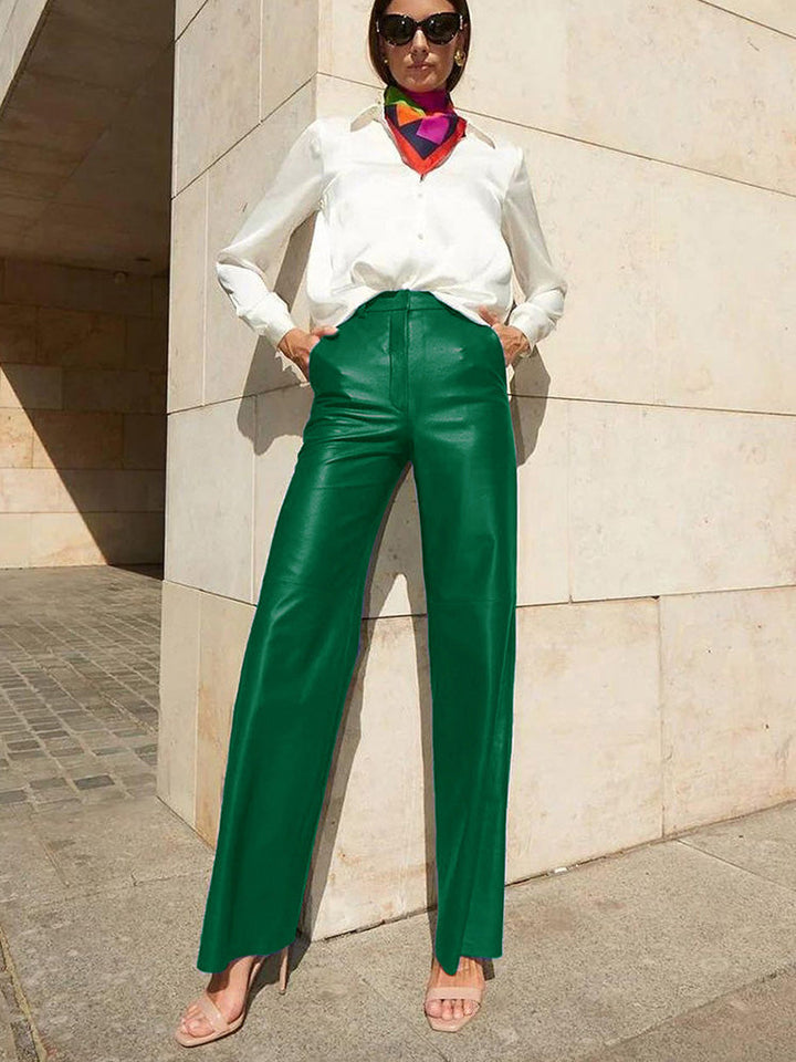 Elegante high-waist hose im lederlook
