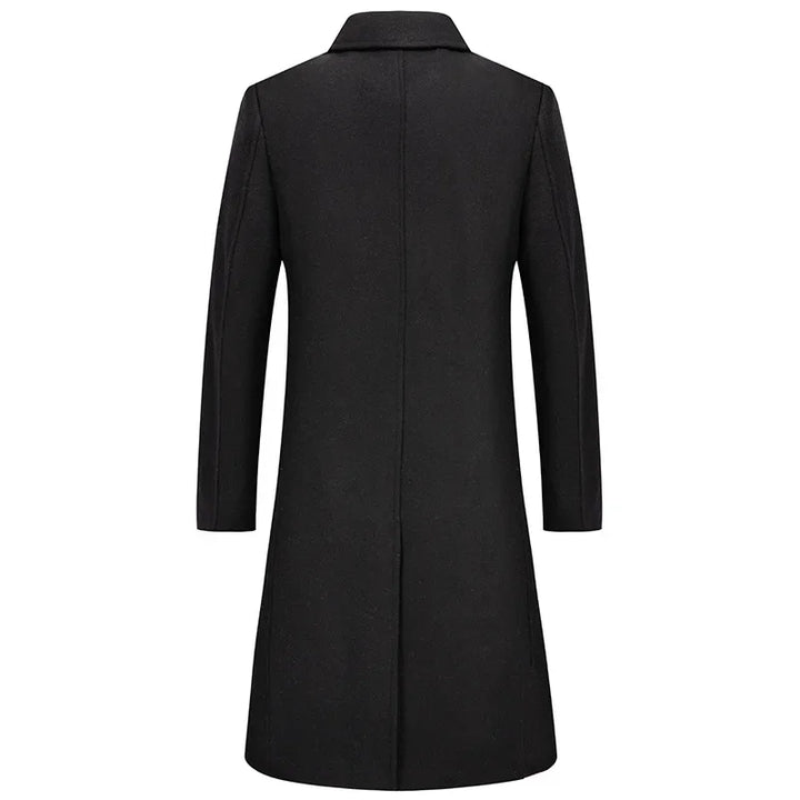 Schwarze Woll Jacke Lang für Herren | Wintermantel