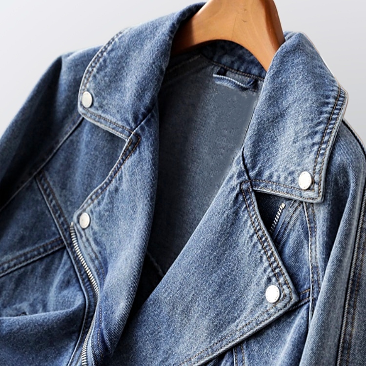 Damen Modische Jeansjacke mit Reißverschluss | Weinlese