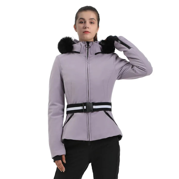 Strukturiert Ski jacke mit Kapuze für Damen | Praktisch