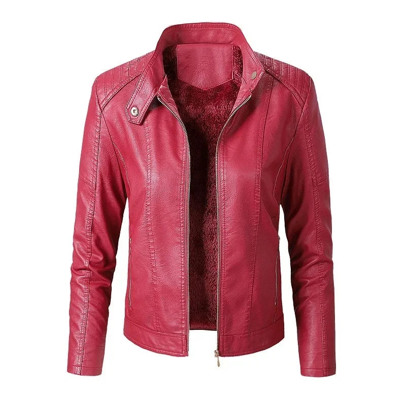 Bikerjacke mit Stehkragen und langen Ärmeln für Damen | Stilvoll
