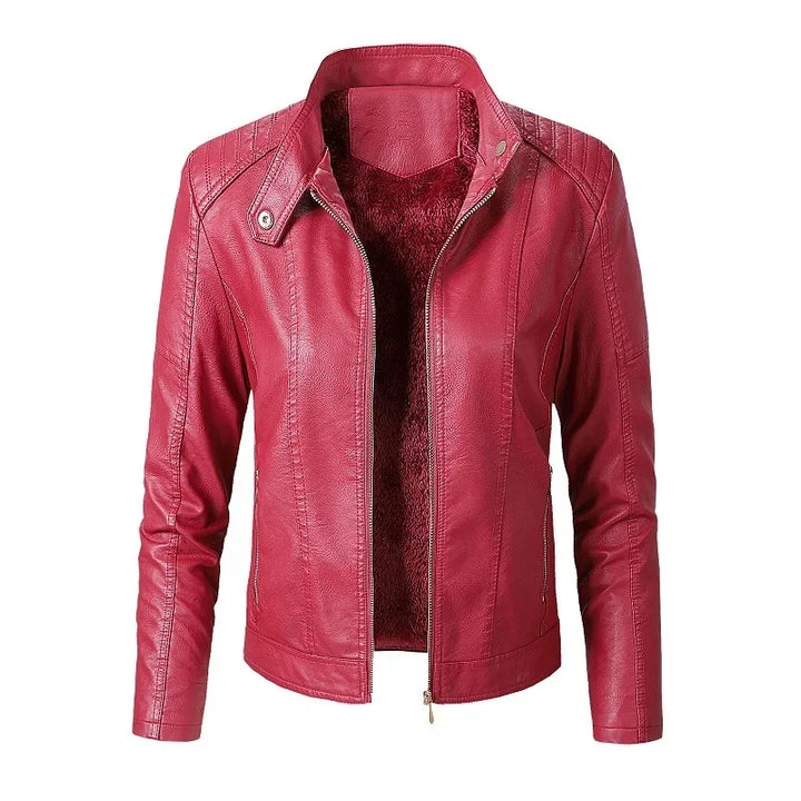 Bikerjacke mit Stehkragen und langen Ärmeln für Damen | Stilvoll