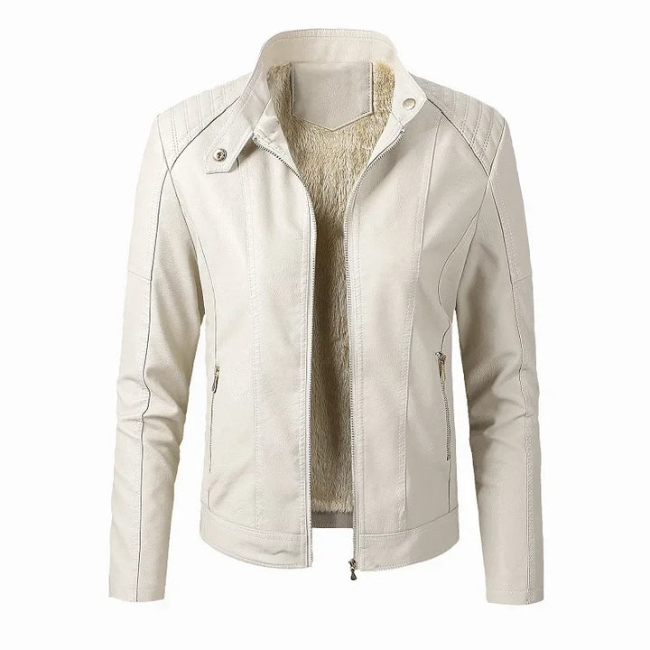 Bikerjacke mit Stehkragen und langen Ärmeln für Damen | Stilvoll