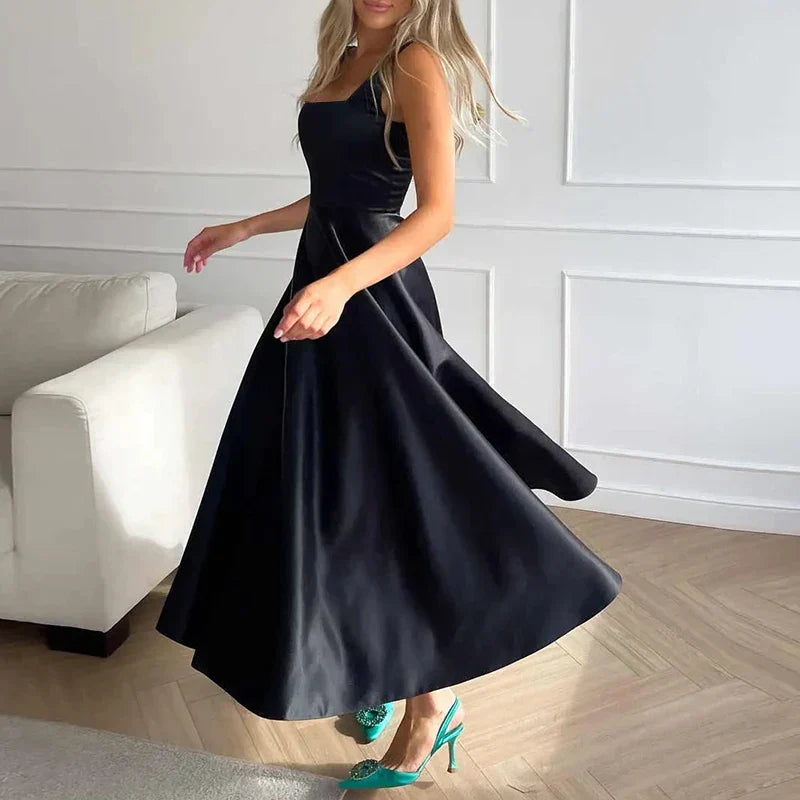 Damen Elegantes Quadratischem Ausschnitt Kleid | Maxi