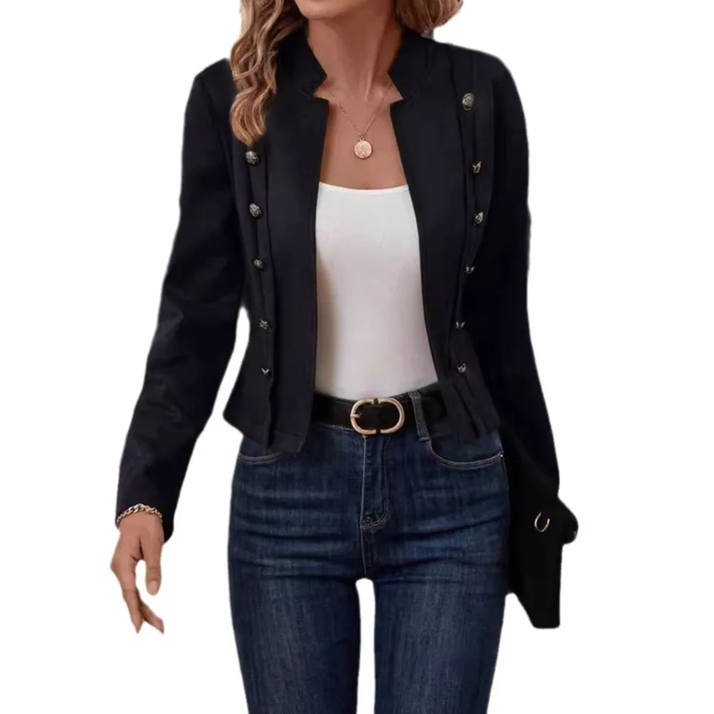 Damen Zweireihige Trendige Herbstjacke | Schlank Passform