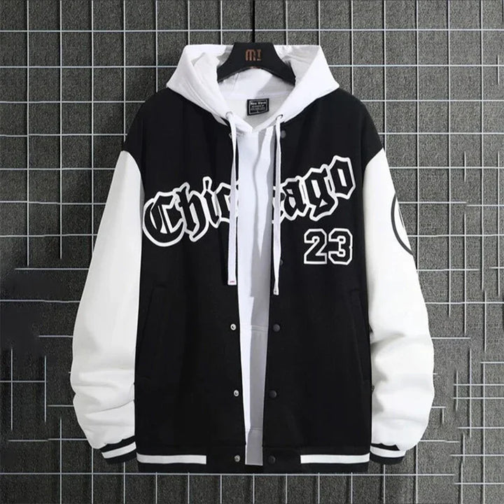 Herren Bedruckte College Jacke mit Kapuze | Langarm