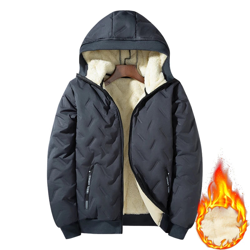 Winddichte Fleece Steppjacke mit Kapuze für Herren | Lässig