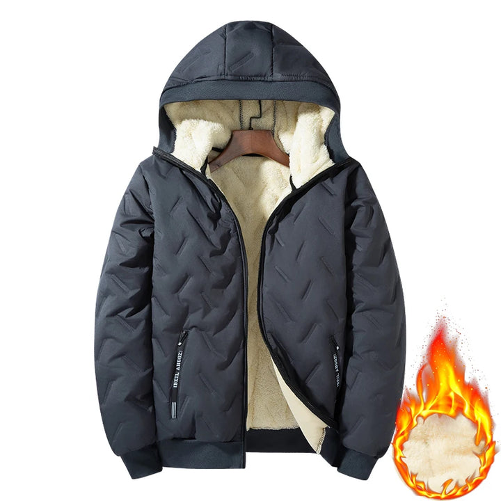 Winddichte Fleece Steppjacke mit Kapuze für Herren | Lässig