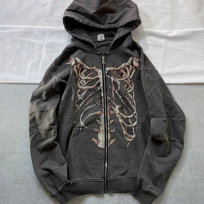Kapuzenpullover mit retro-knochenprint