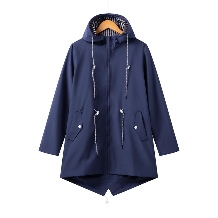Modisch Wasserdichte Regenjacke für Damen mit Kapuze | Schlichte