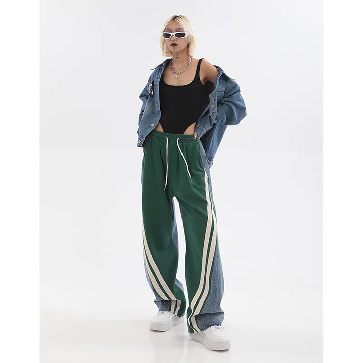 Stylische lockere Sweathose mit hoher Taille und weiten Beinen für Damen