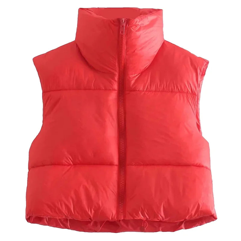 Damen Kurz Puffer Weste | Reißverschluss