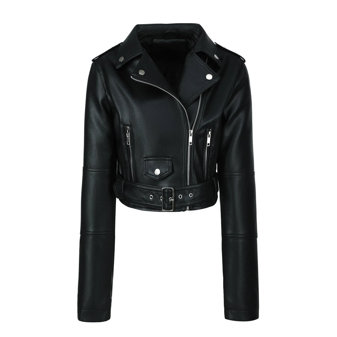 Bikerjacke mit verstellbarem Gürtel für Damen | Trendig
