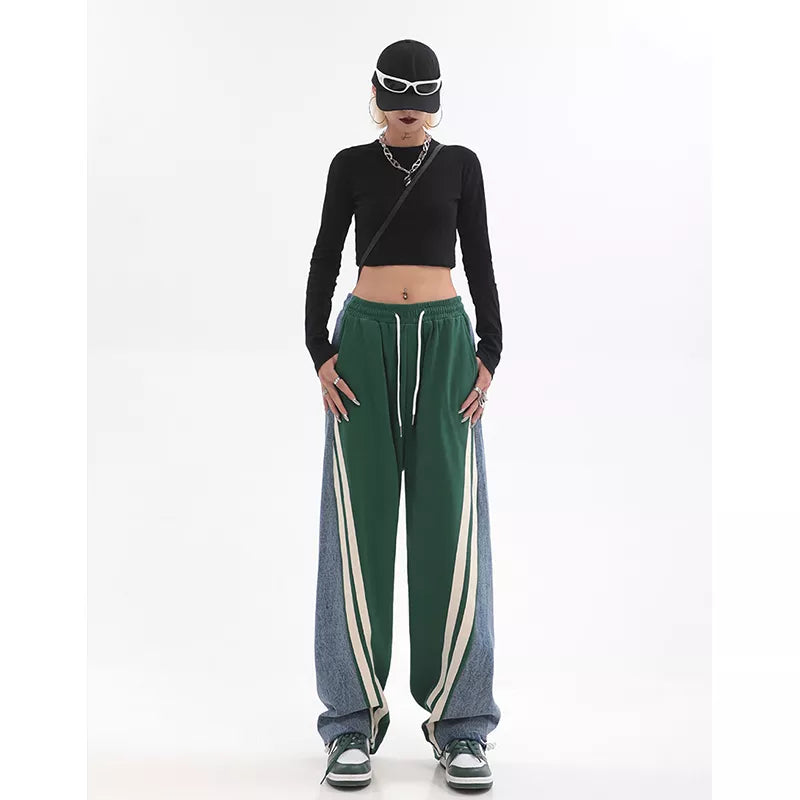 Stylische lockere Sweathose mit hoher Taille und weiten Beinen für Damen