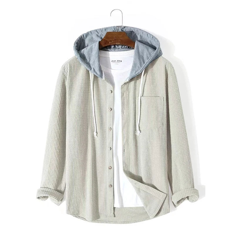 Herren Cord Jacke mit Knopfleiste | Kapuze