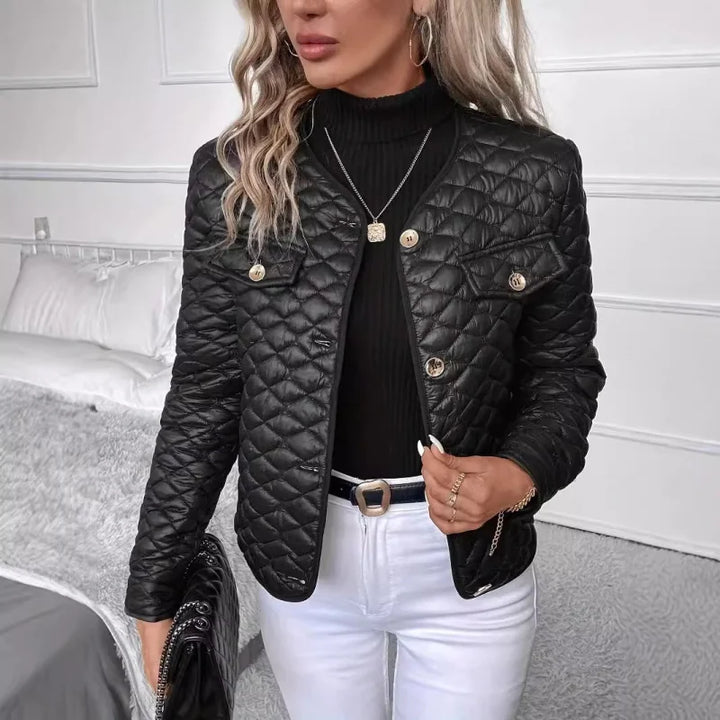 Damen Pufferjacke mit Fronttaschen | Knopfleiste