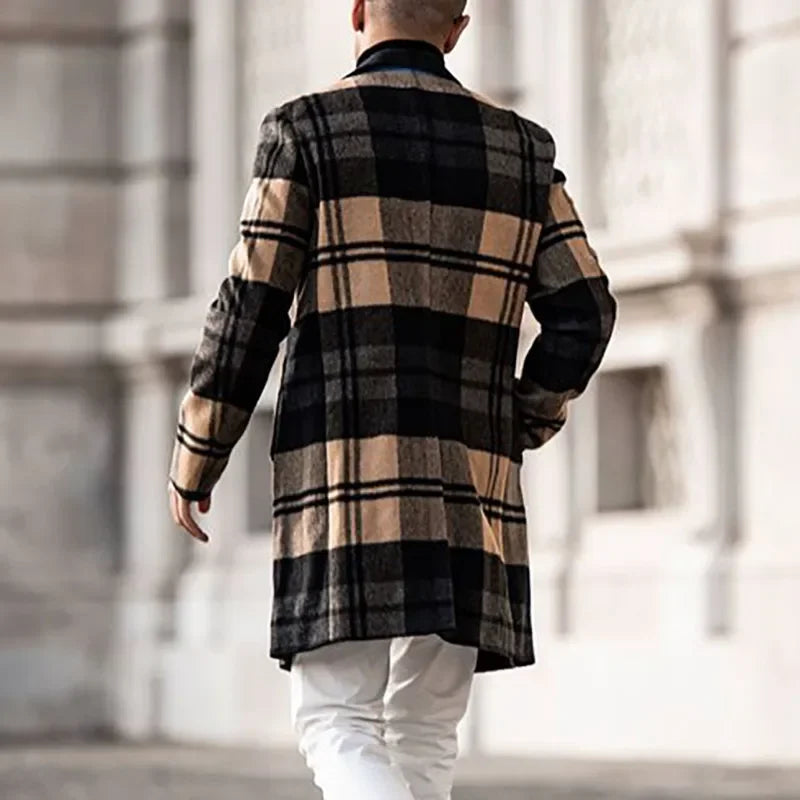 Herren-Trench Coat mit Karomuster | Lange