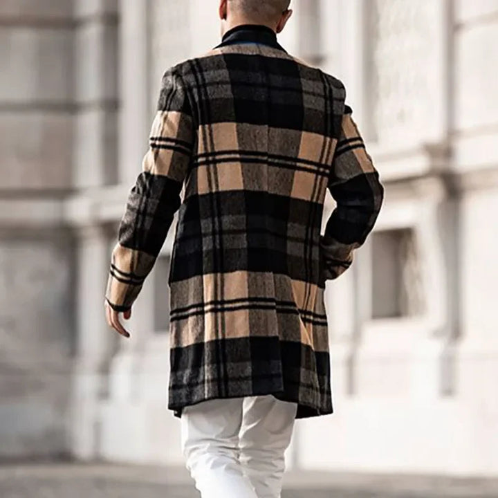 Herren-Trench Coat mit Karomuster | Lange