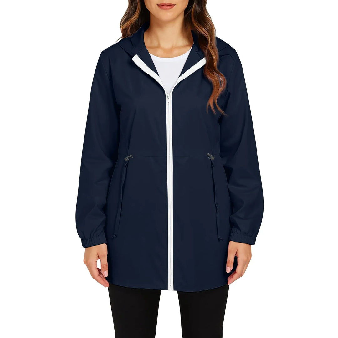 Damen-Windjacke mit langem Reißverschluss | Kapuze