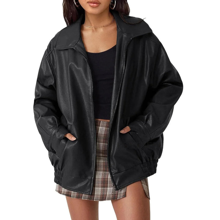 Lockere Jacke mit Reißverschluss und langen Ärmeln für Damen | Stilvoll