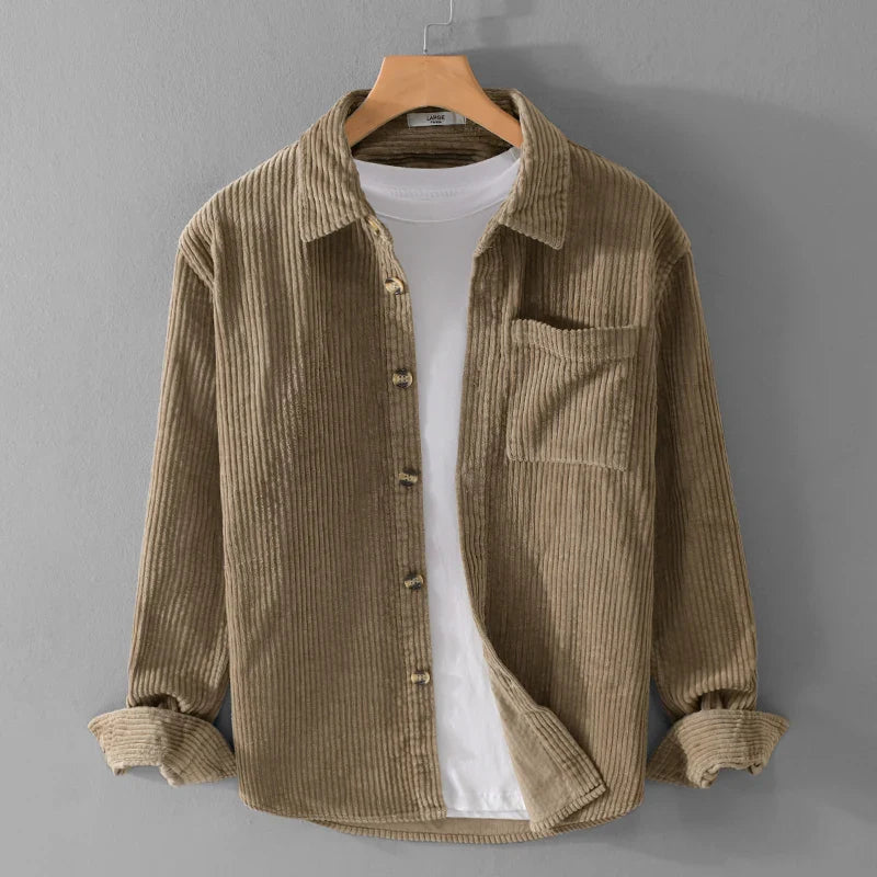 Herren Cord Jacke mit Brusttasche | Knopf Daunen