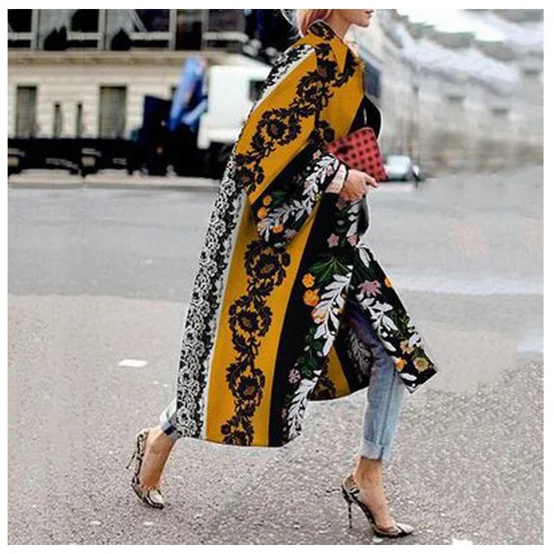 Damen Lange Trench Coat | Glockenärmel