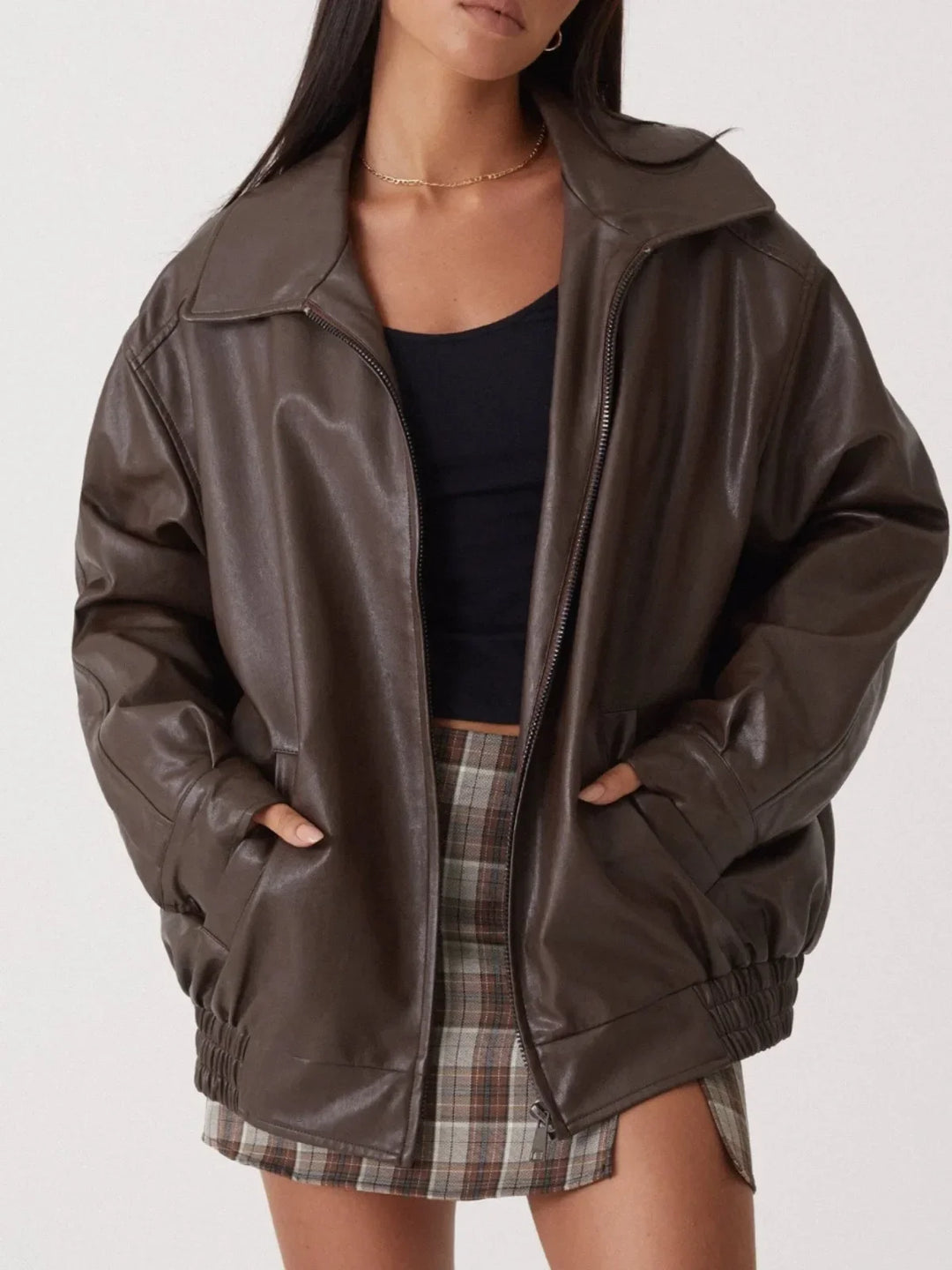 Lockere Jacke mit Reißverschluss und langen Ärmeln für Damen | Stilvoll